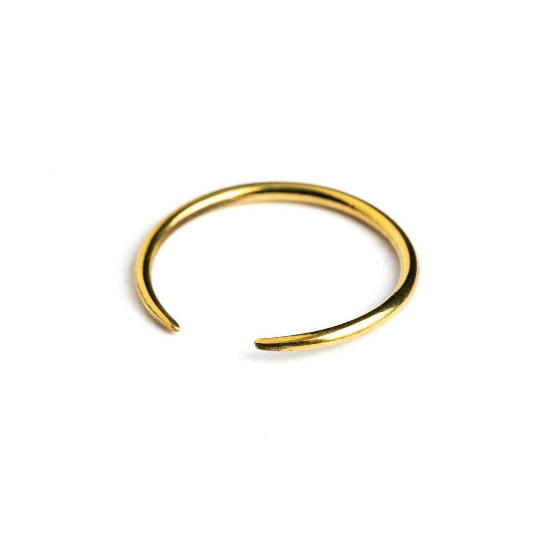 single golden brass wire horseshoe earring right side view