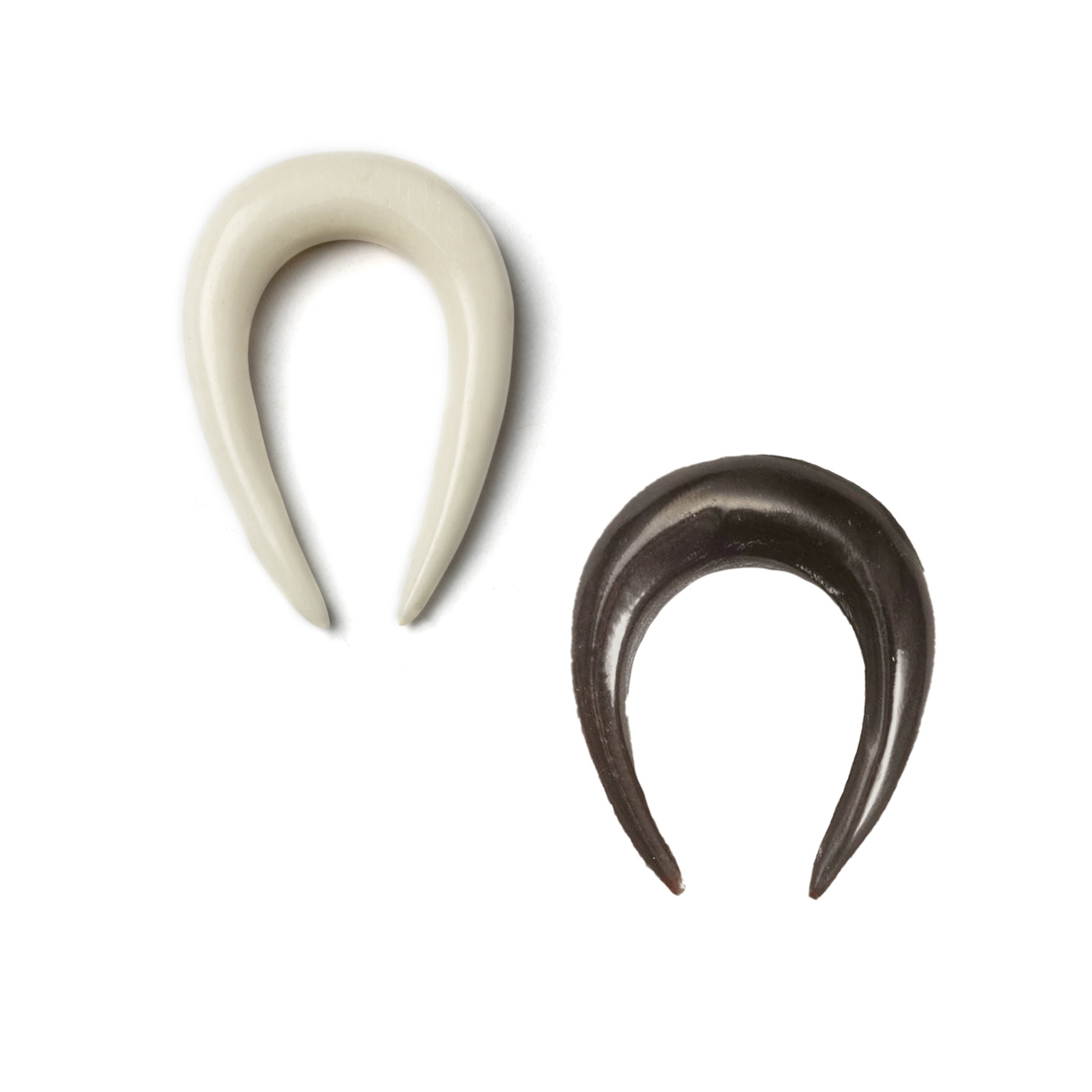 Horseshoe Ear Stretchers - Bone and Horn