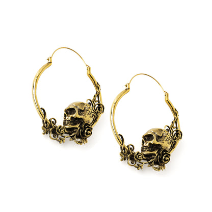 Golden Immortal Skull Hoop Earrings side view