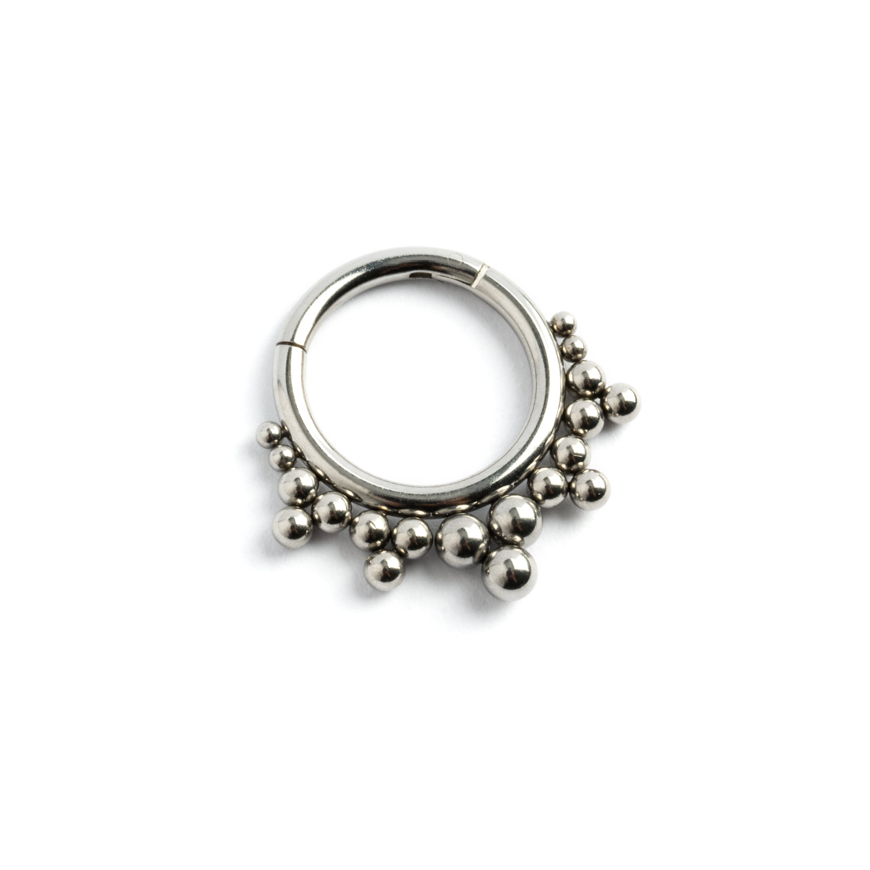 Layla surgical steel septum clicker ring left side view
