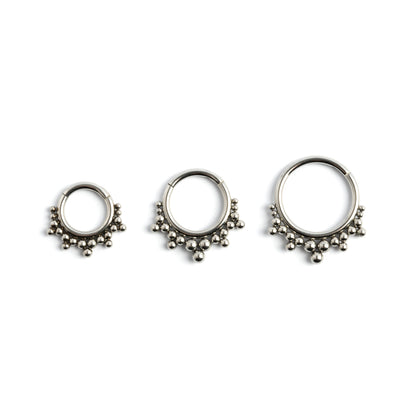 6mm, 8mm, 10mm Layla surgical steel septum clicker rings frontal view