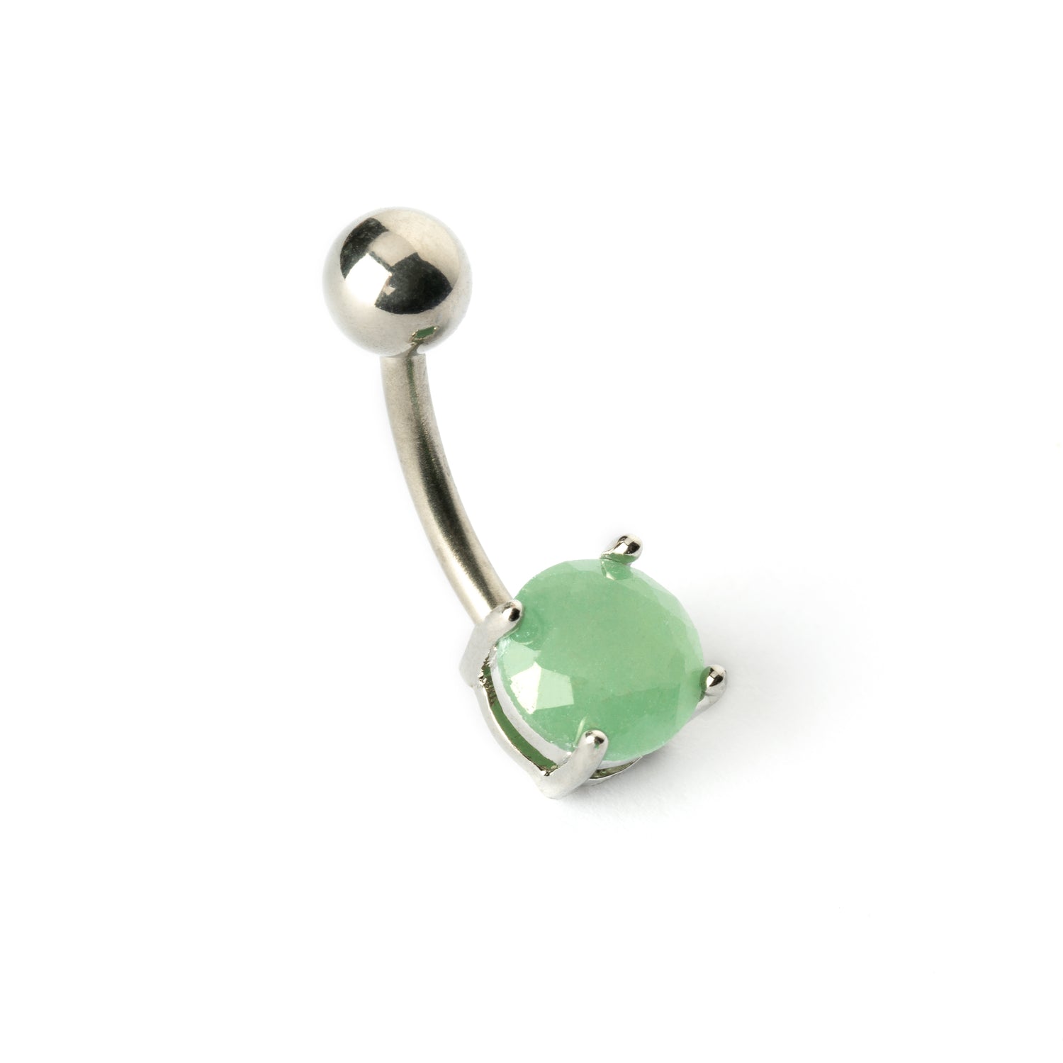 Belly Bar with Jade frontal view right side view