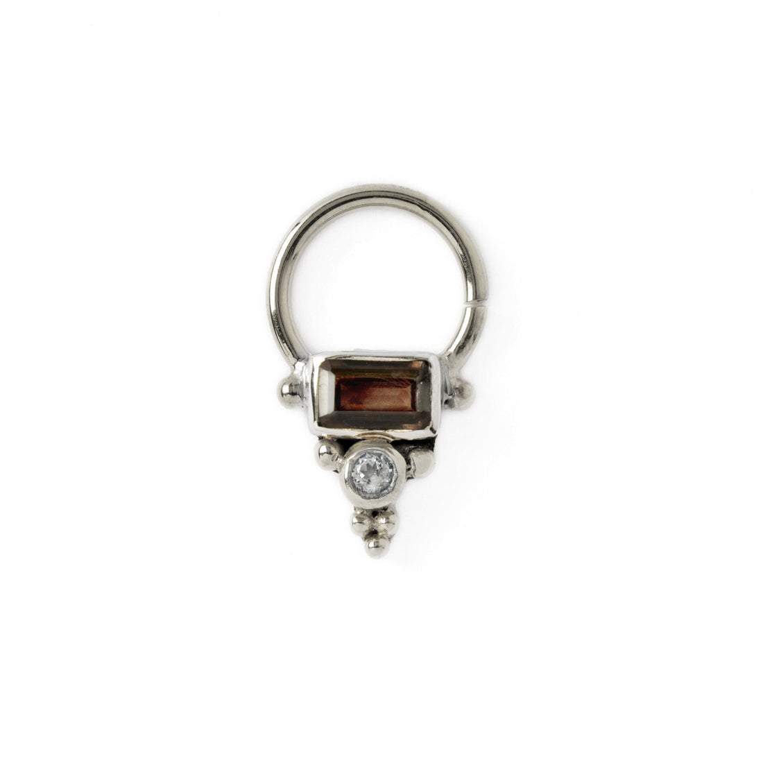 Jaya Silver Septum - Smokey Quartz and Topaz frontal view