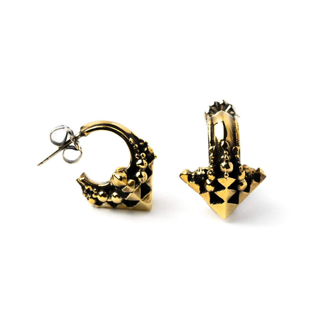 Karnataka brass earrings front and side view
