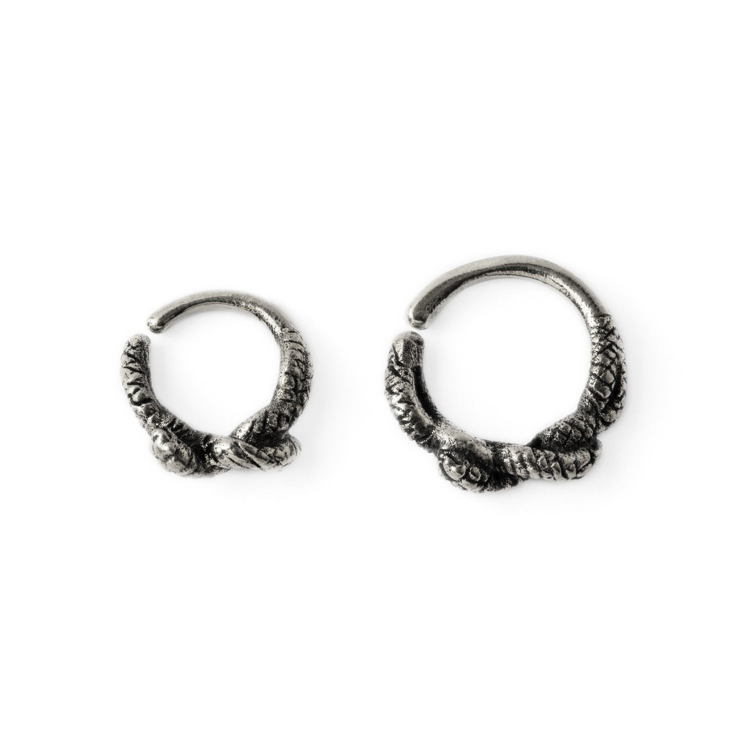 6mm and 8mm Kobara Silver Septum Ring frontal view
