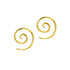 pair of golden brass spiral hoop earrings side view