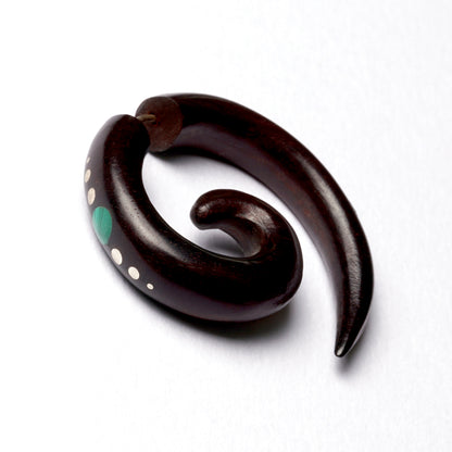Koru Wood Earrings with Stones