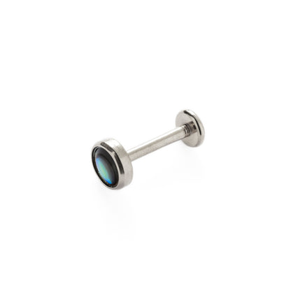surgical steel Labret with Abalone right side view