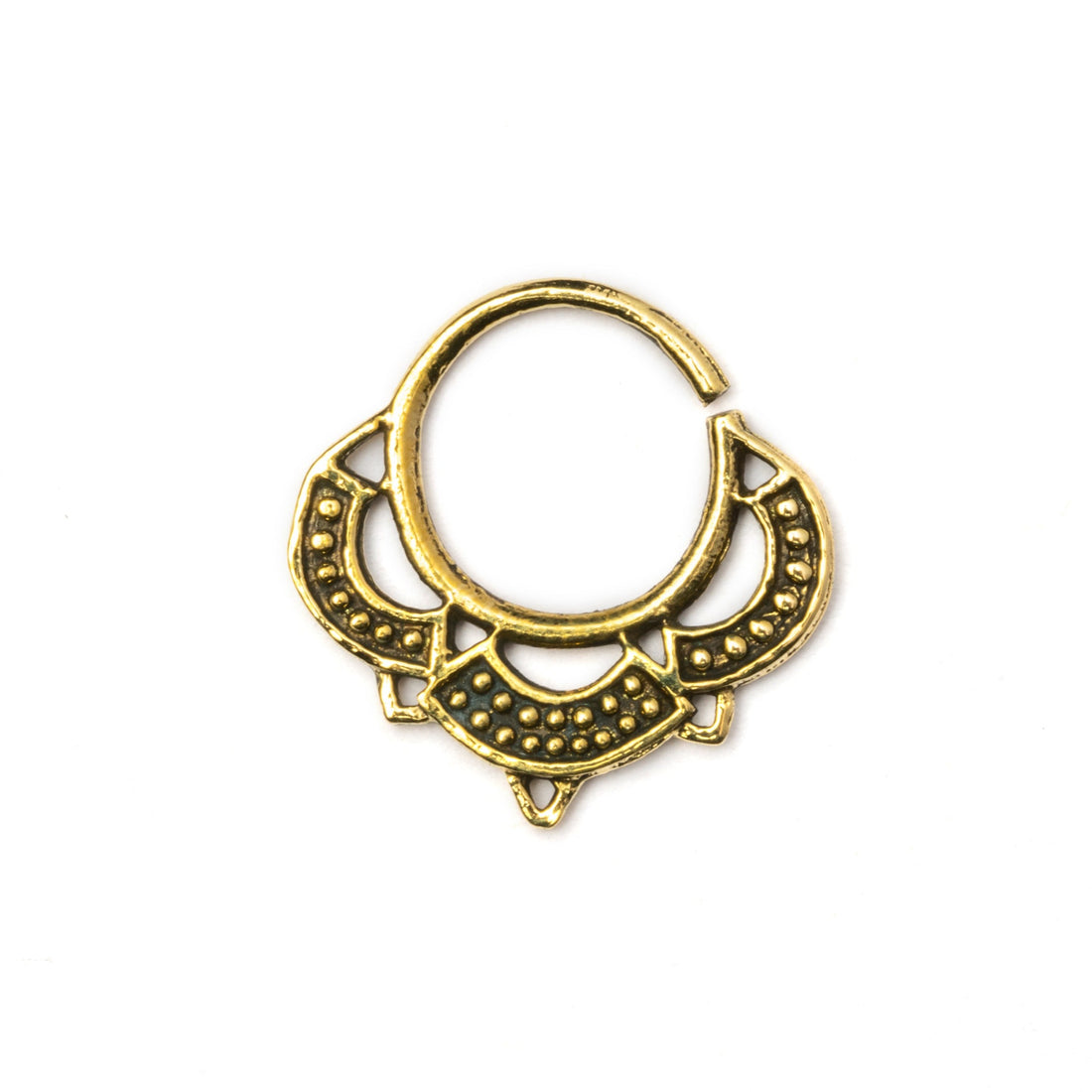 Lalita golden brass septum ring frontal view