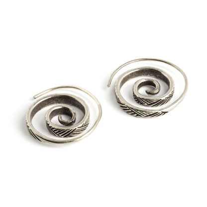 Lao Silver Spirals earrings side view