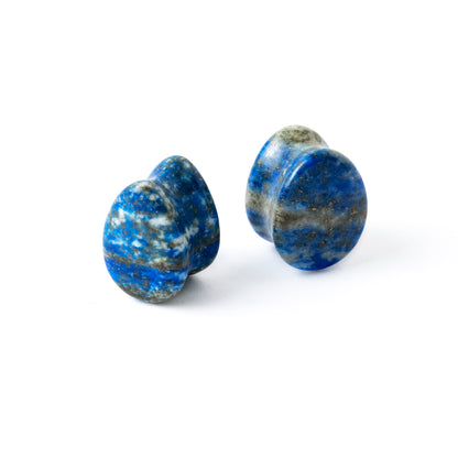 Lapis Lazuli teardrop plugs right and left side view