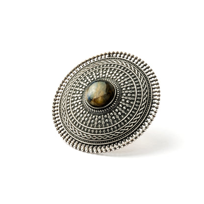 Large Intricate Silver Ring With Stone Set