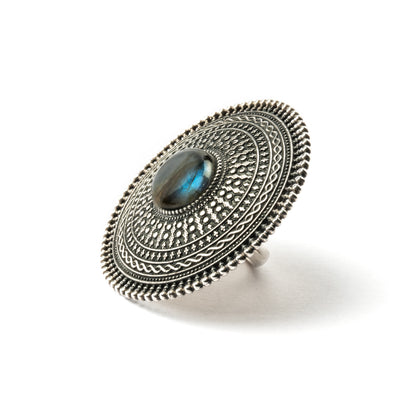 Large Intricate Silver Ring With Stone Set