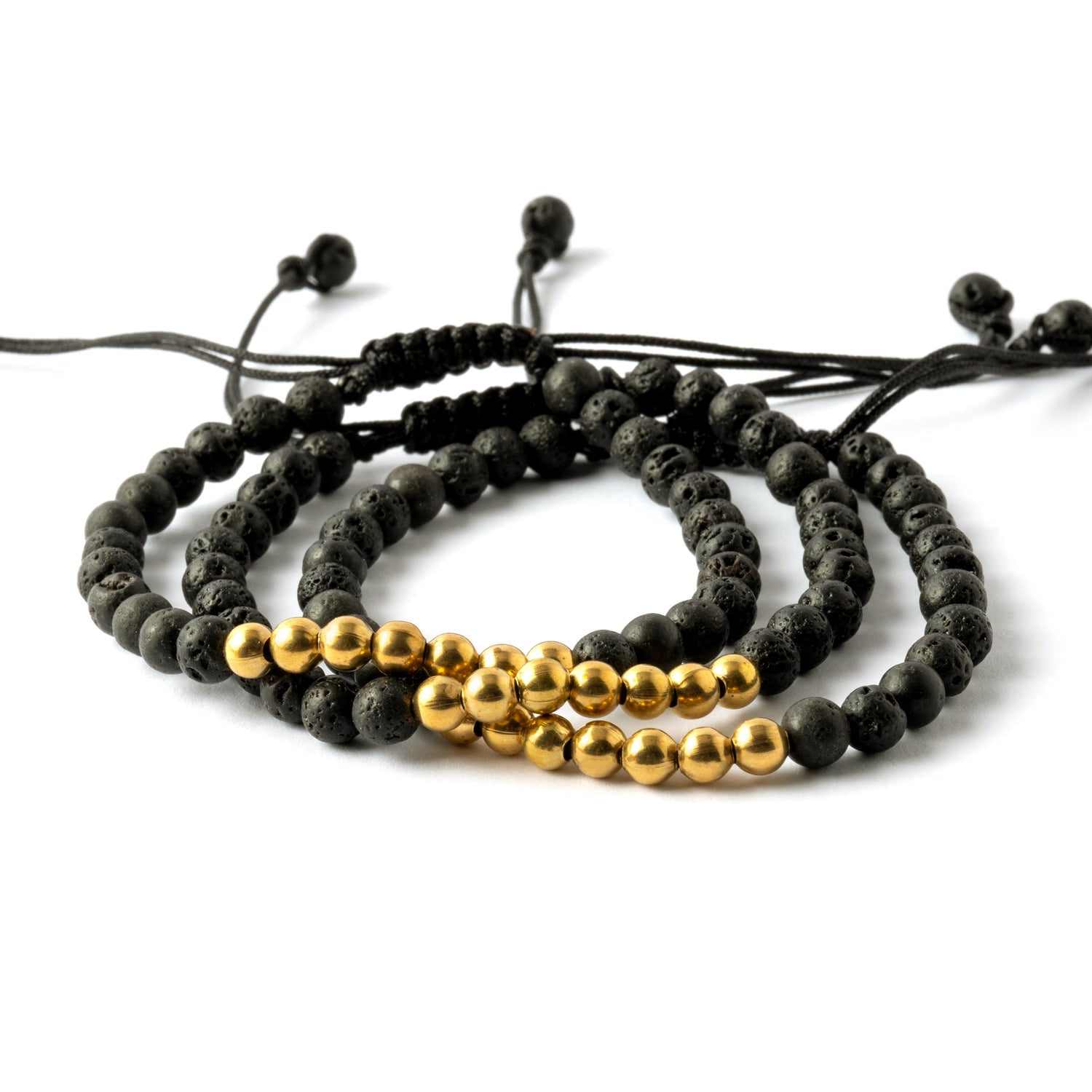 Lava &amp; Brass Beads Bracelet
