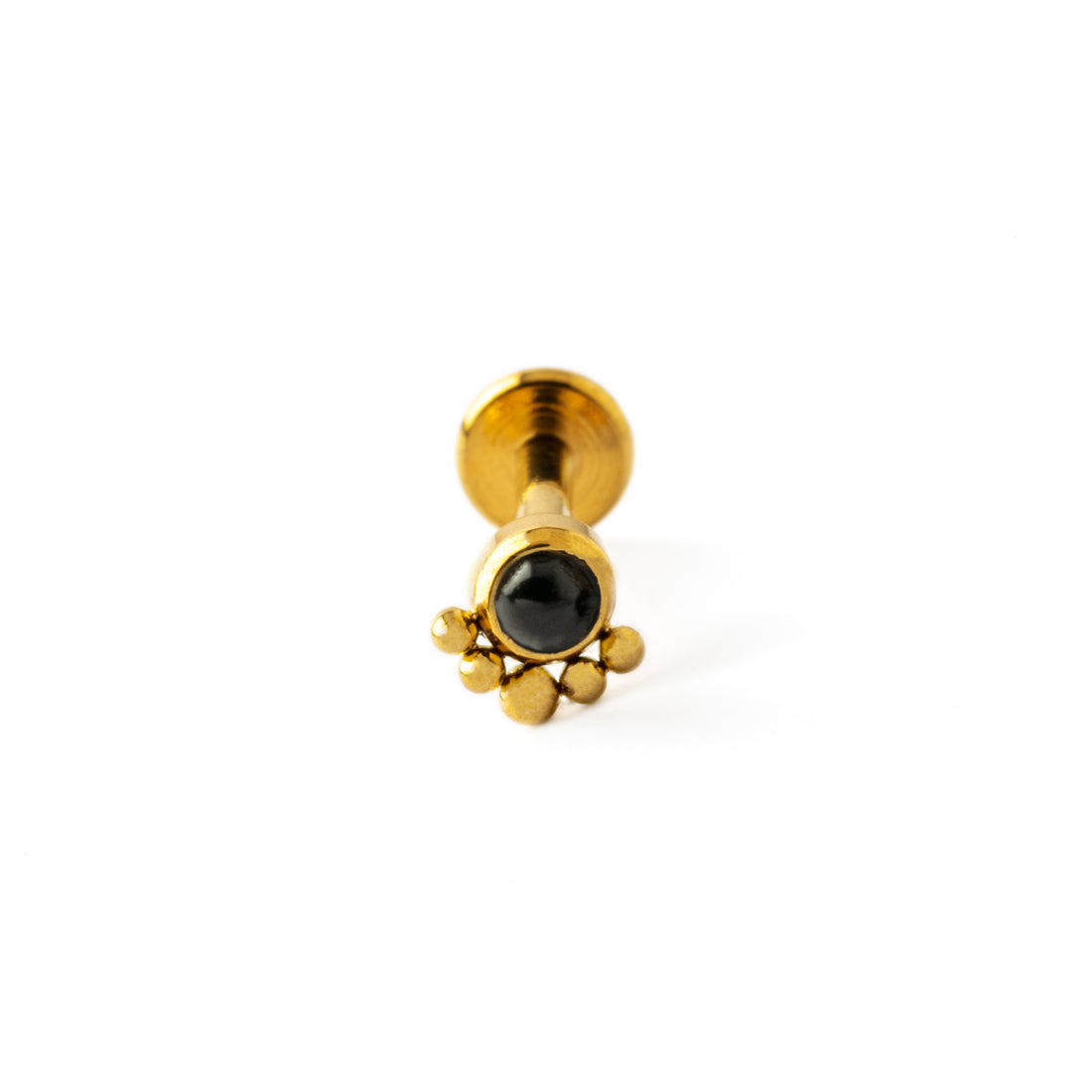 Layla golden labret with black onyx frontal view