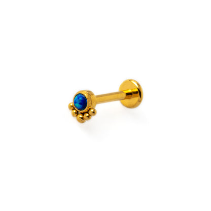 Layla golden labret with blue opal left side view