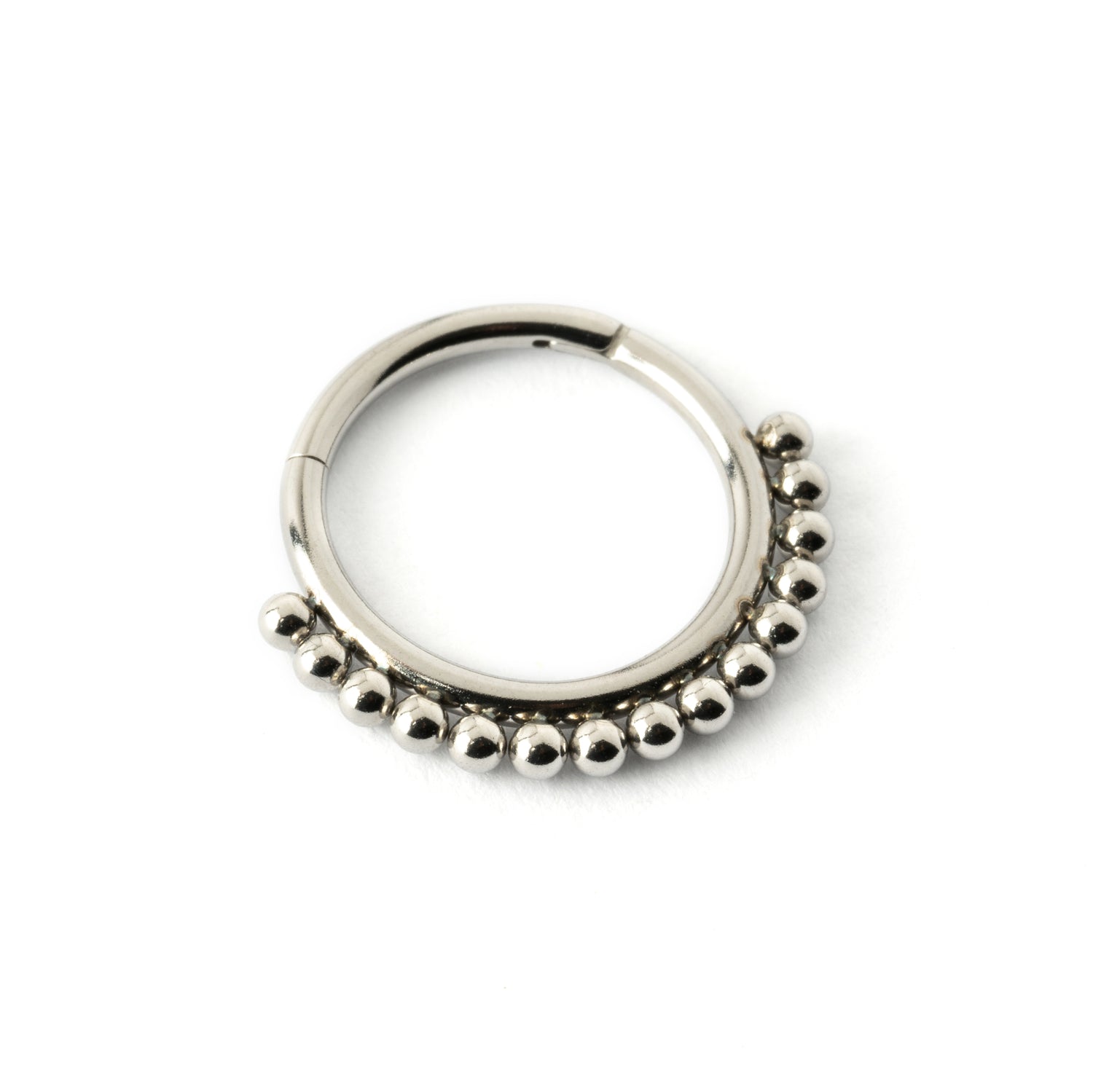 Liya surgical steel septum clicker ring left side view