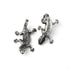 pair of silver brass lizard ear hangers front and back view