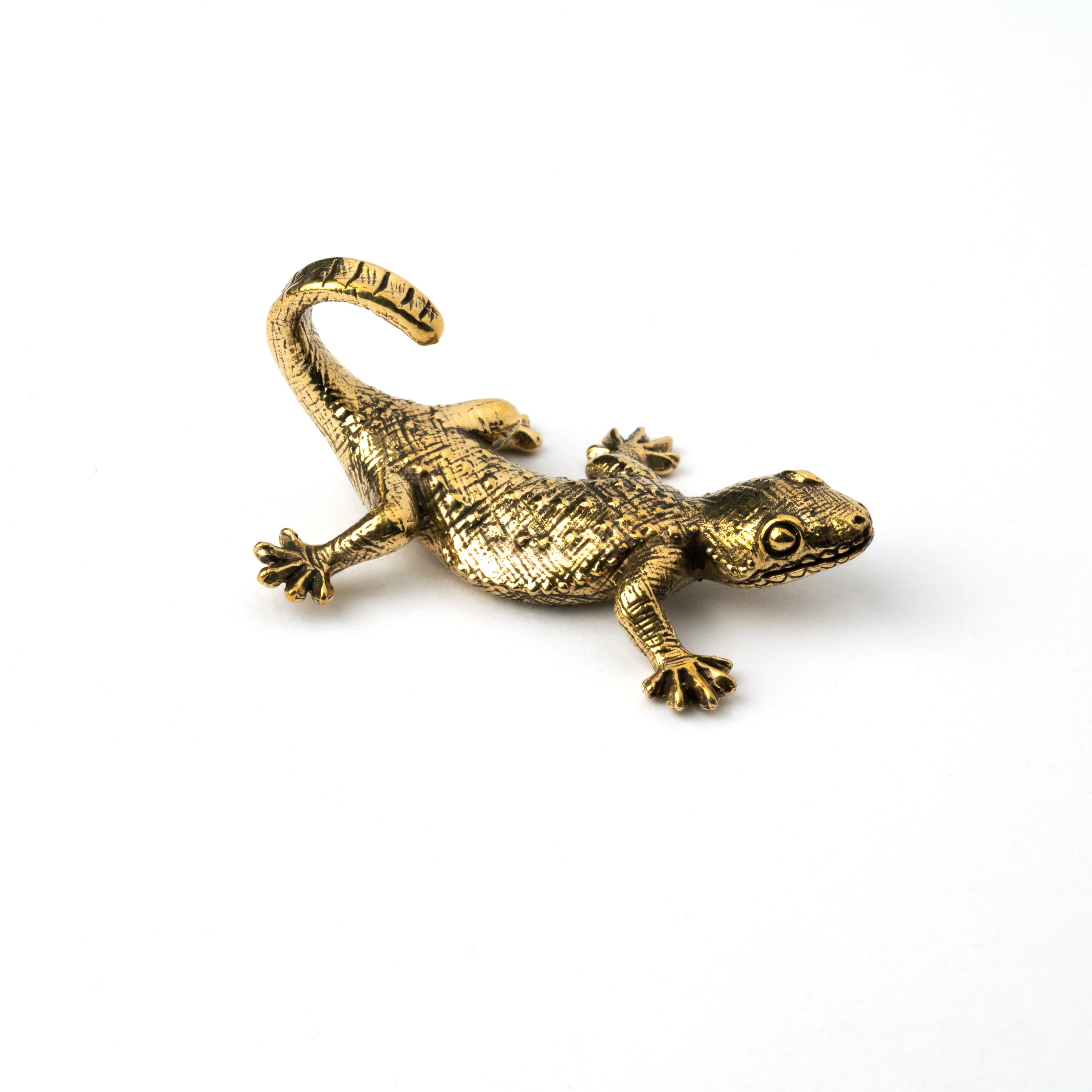 single gold brass lizard ear hangers right side view
