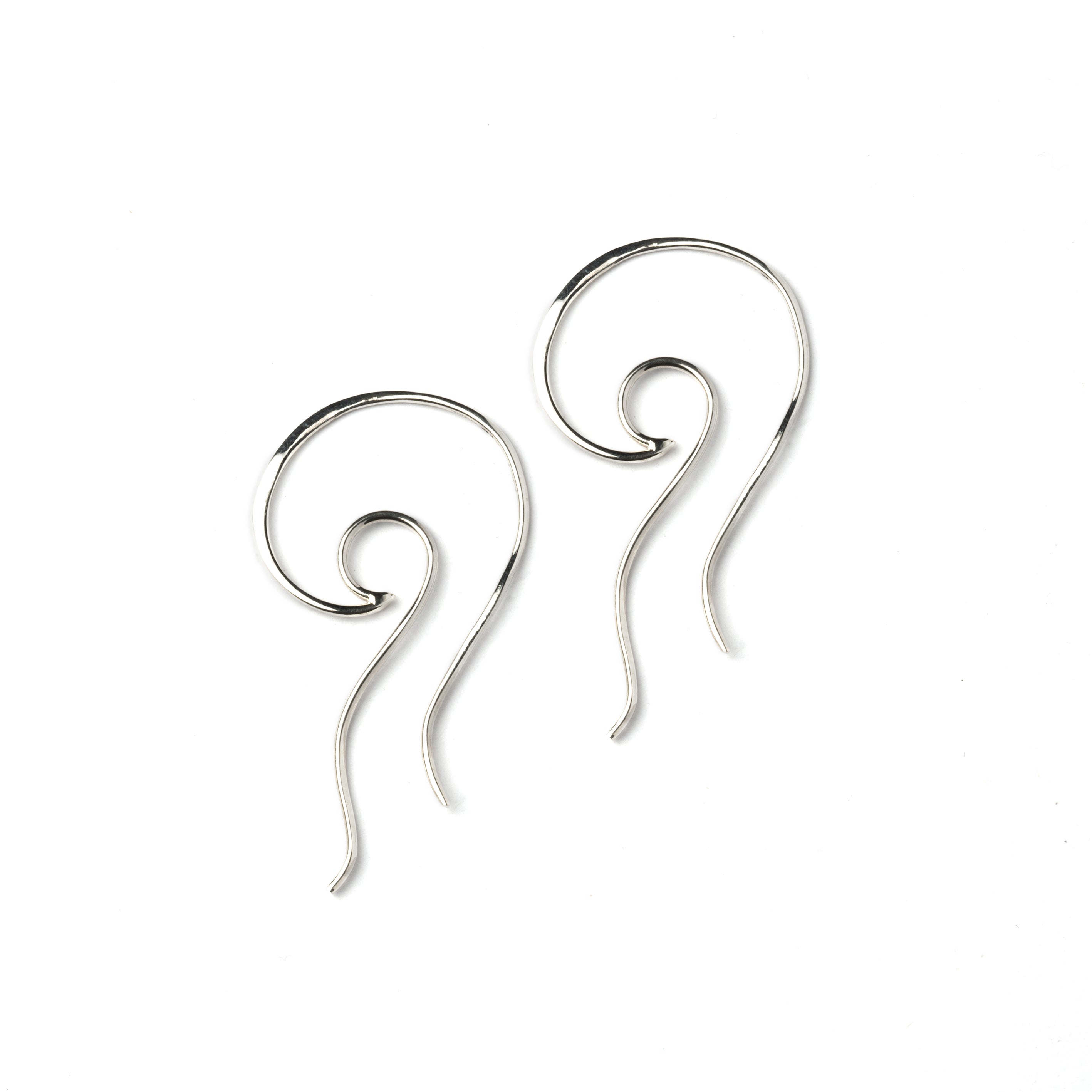 Wave Silver Wire Earrings frontal view