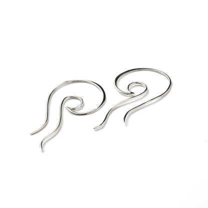 Wave Silver Wire Earrings right and left view