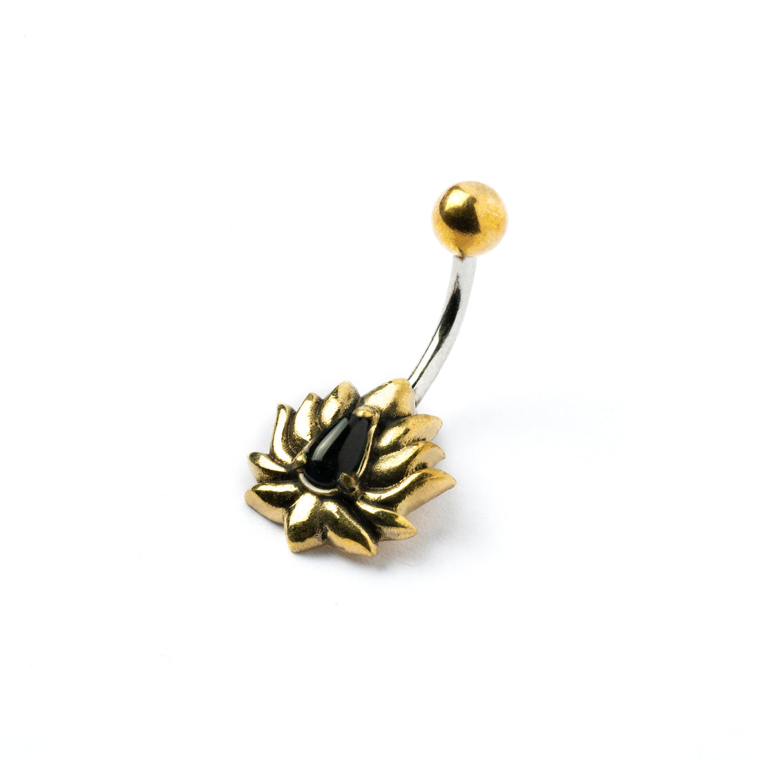 Lotus Belly Bar with Black Onyx right side view