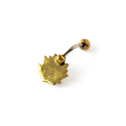 Oxidised golden brass lotus flower belly bar with Blue Opal back view