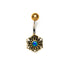Tribal Flower with Blue Opal Belly Bar frontal view