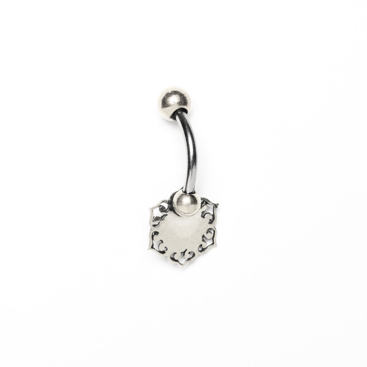 Silver Tribal Flower with Opal Belly Bar back view