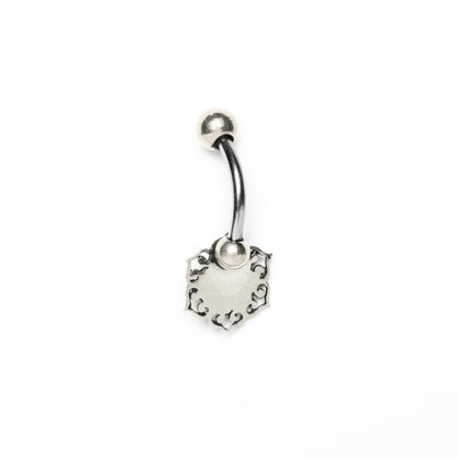 Silver Tribal Flower with Opal Belly Bar back view