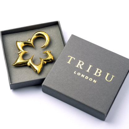 single gold brass flower open shape ear weight hanger in tribu&