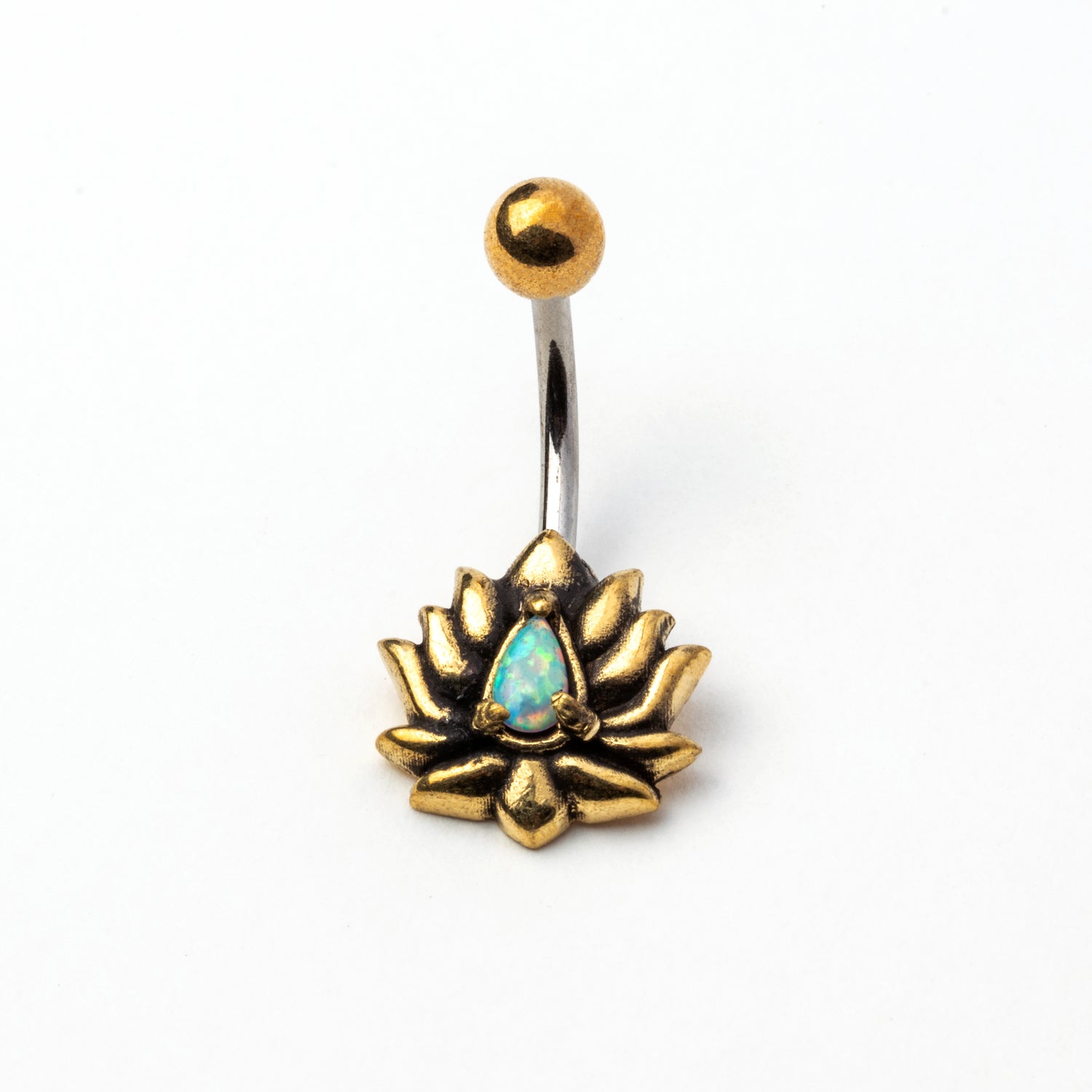 Lotus Belly Bar with White Opal frontal view