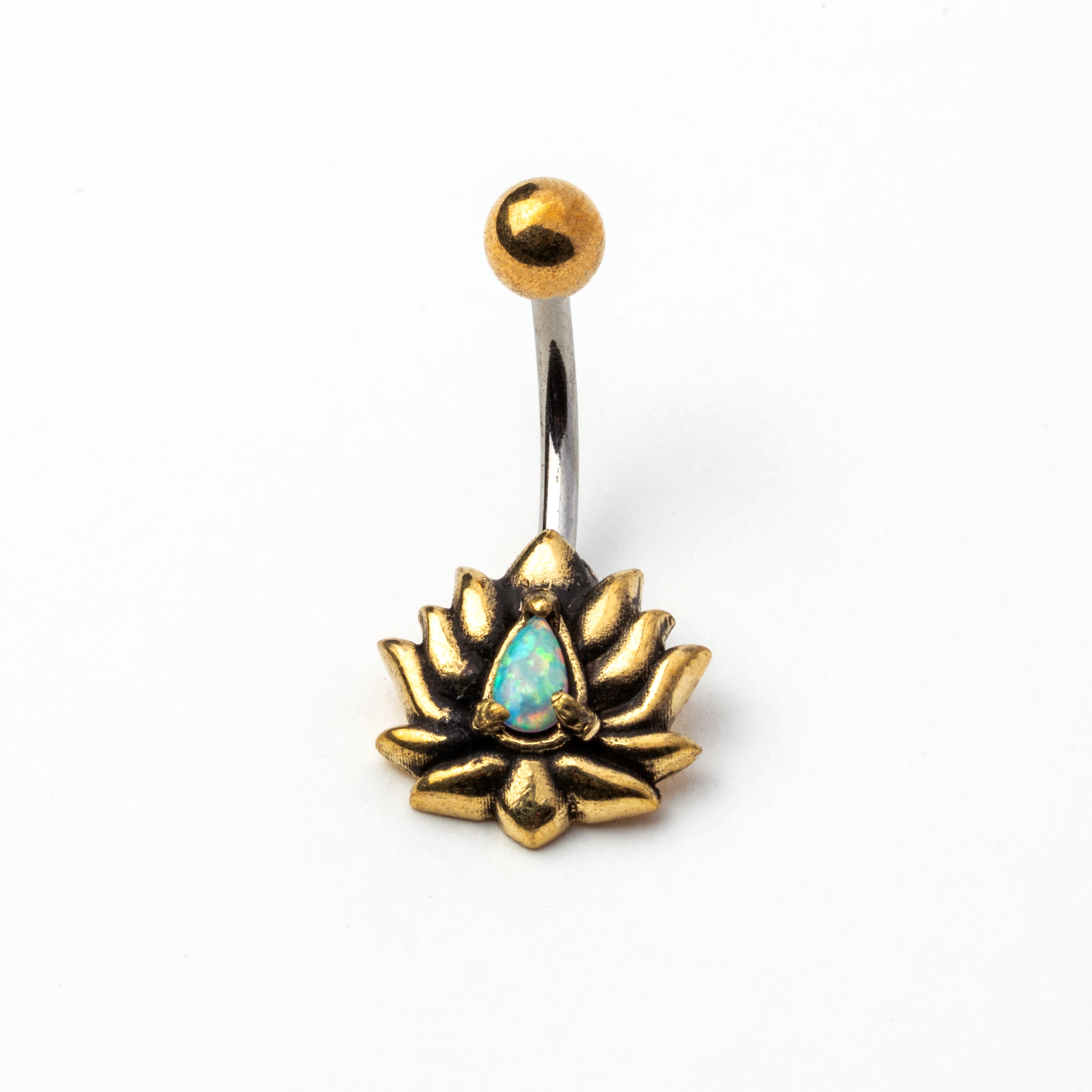 Lotus Belly Bar with White Opal frontal view