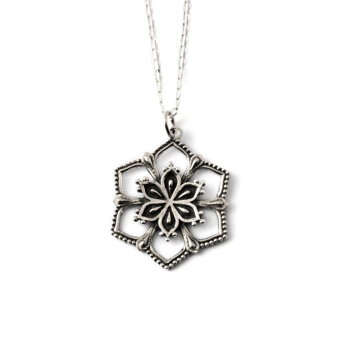 Lotus-Mandala-Silver-Necklace