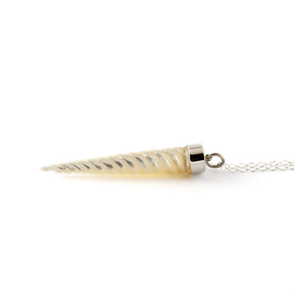 Mother of Pearl Spiralling Cone Necklace side view