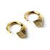 pair of gold brass hook weights hangers with geometric design side view
