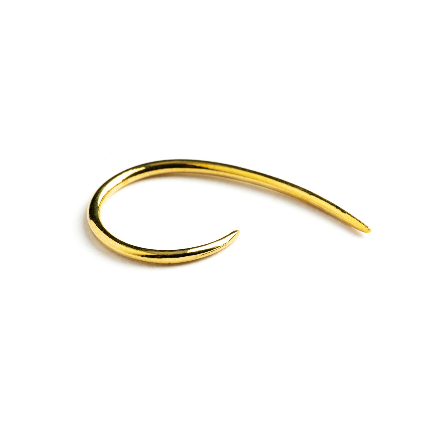 single golden brass wire hook earring right side view