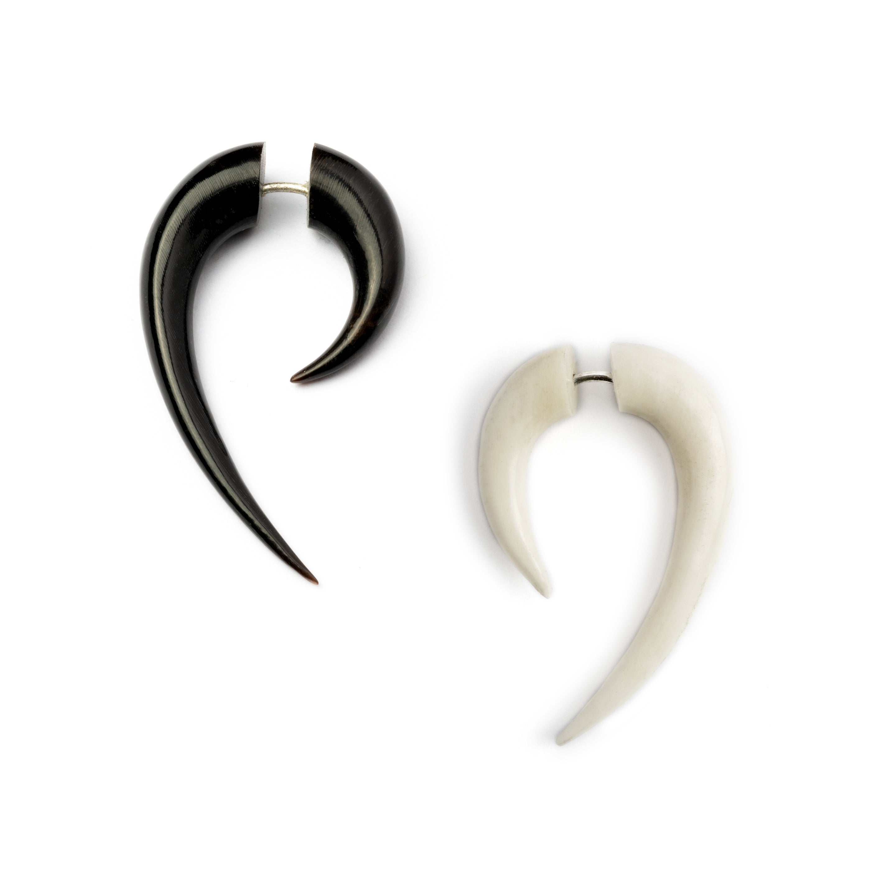 Matau Fish Hook fake gauge Earrings bone and horn