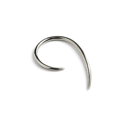 single silver wire hook earring left side view