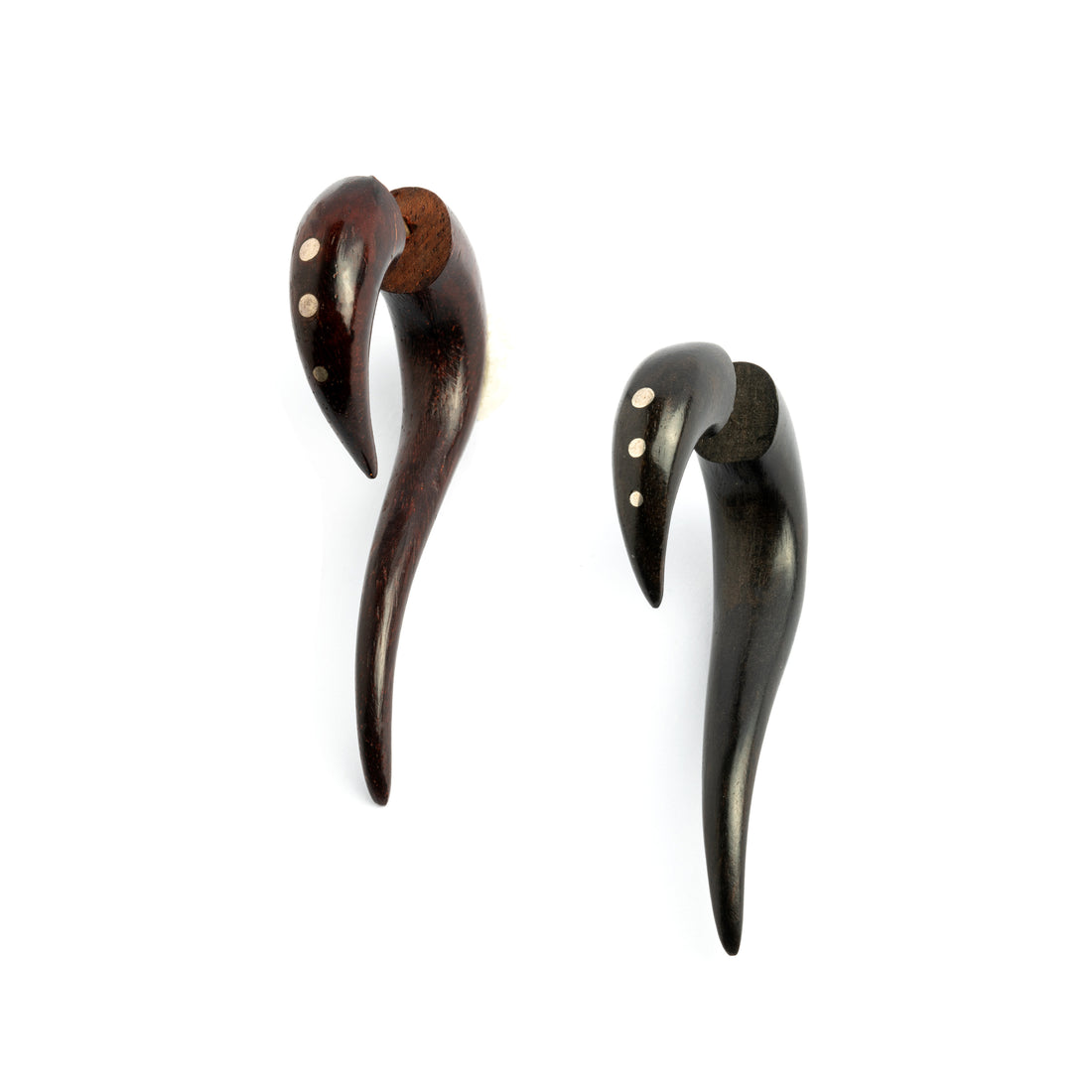Maui Dotted Wood Earrings - Rosewood &amp; brass, Blackwood &amp; silver