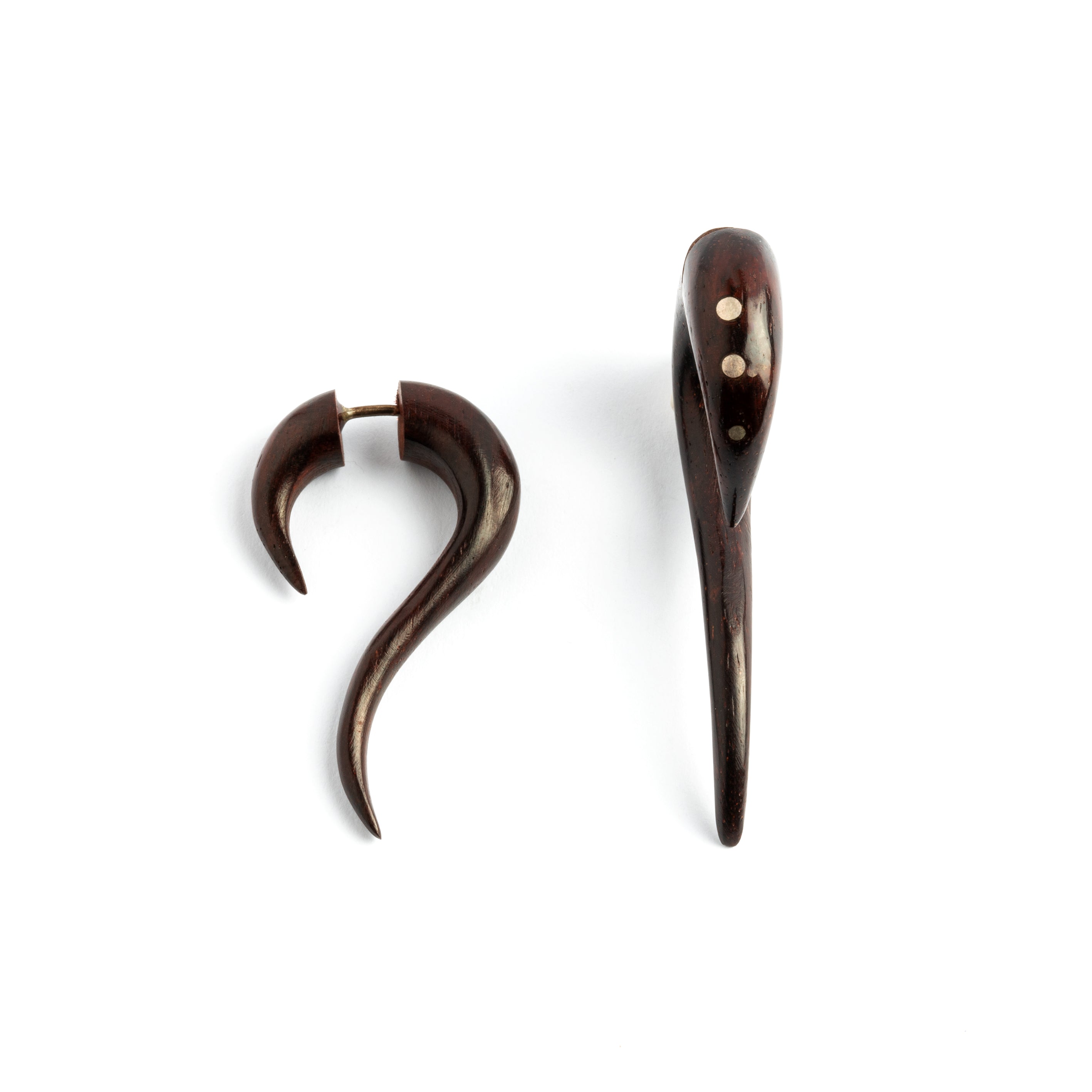 Maui Dotted Wood Earrings - Rosewood & brass
