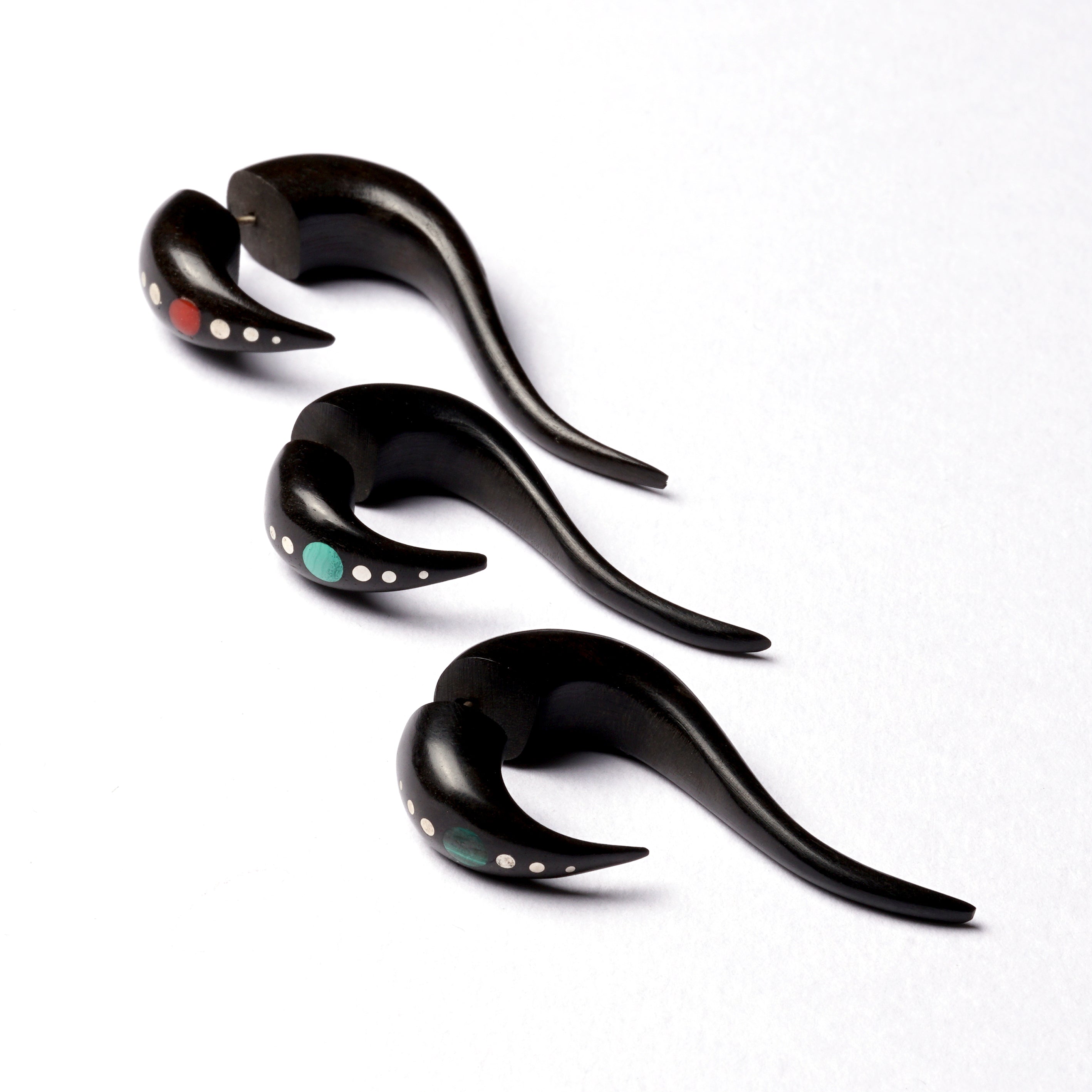 Maui Wood Earrings with Set Stones