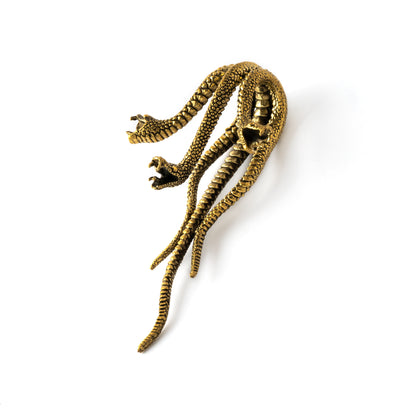 single gold brass three snakes attached as a hook ear hanger right front view