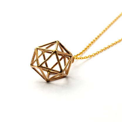 Bronze Icosahedron pendant necklace right side view
