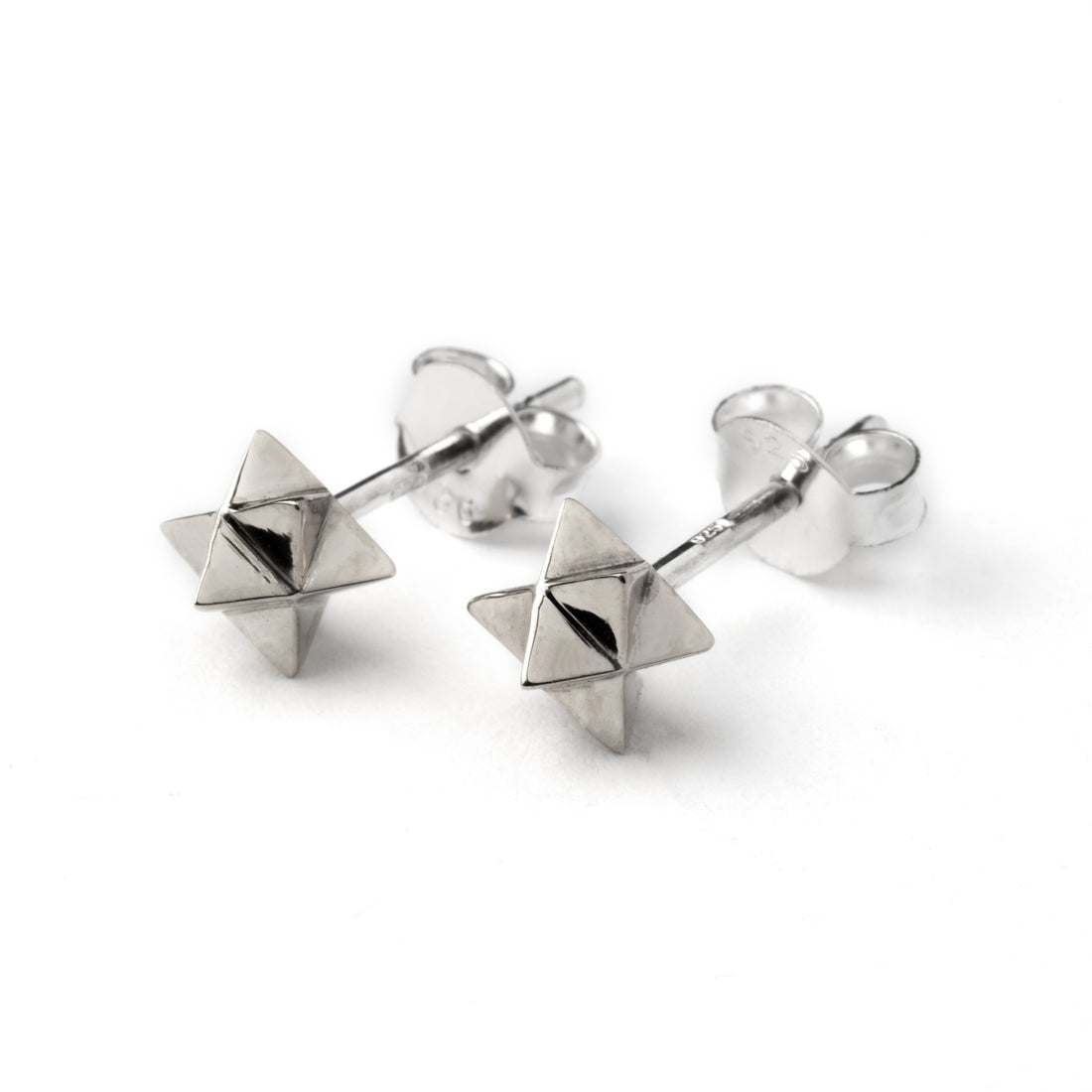 Silver Merkaba Ear Studs right side view