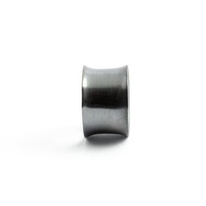 single plain minimalistic black Silver ear tunnel side view