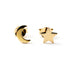 Gold celestial moon and star ear studs frontal view