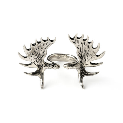 Moose-silver-antler-ring