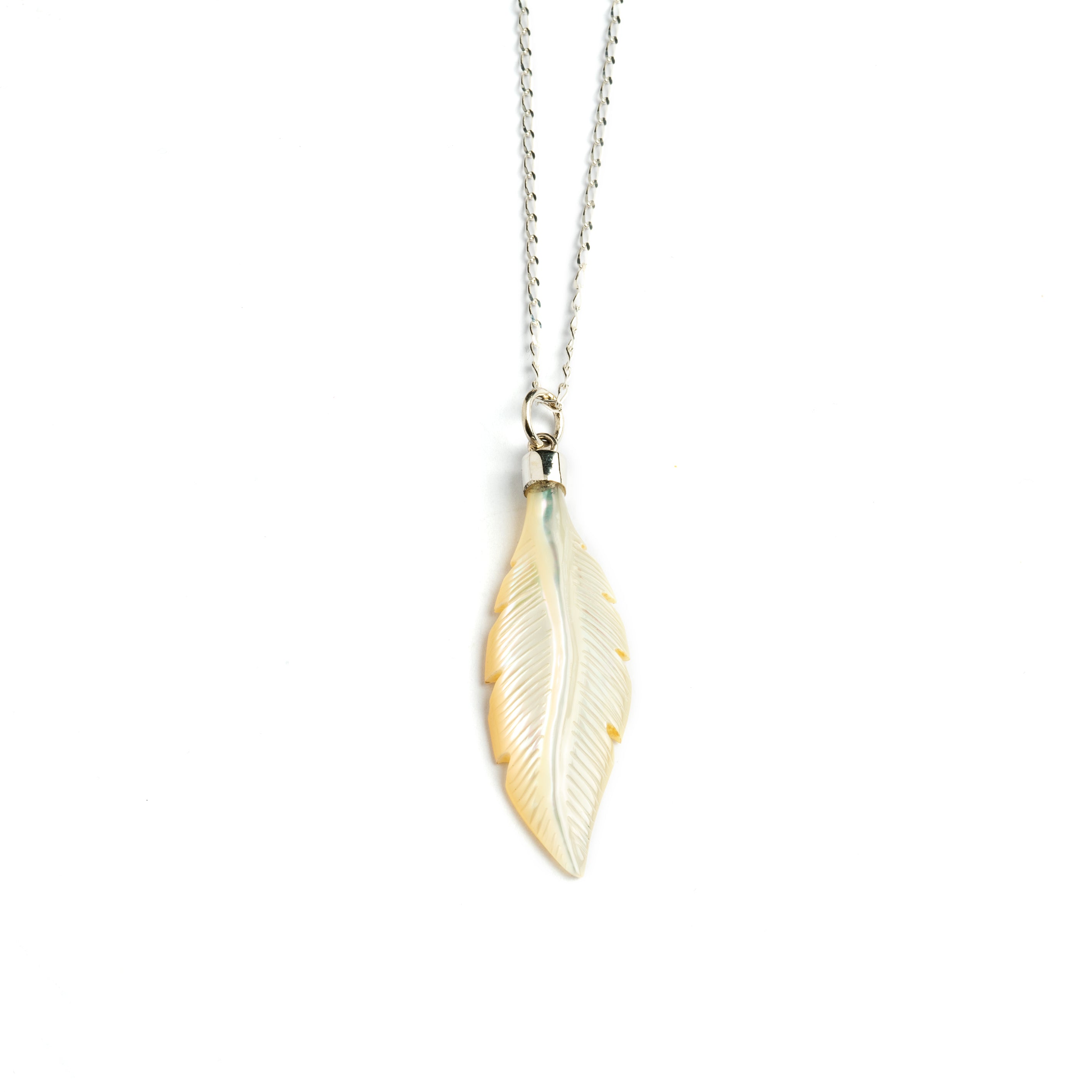 Mother of Pearl Feather Pendant