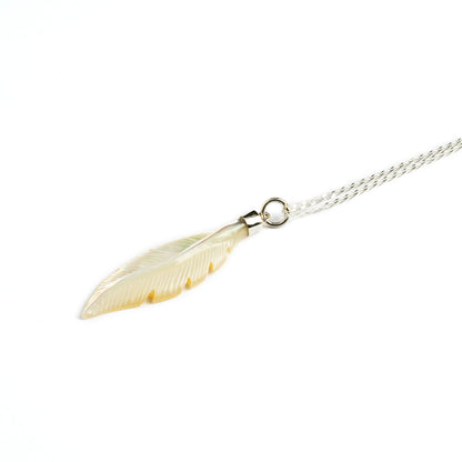 Mother of pearl Feather Silver Necklace